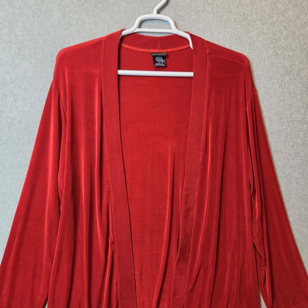 Citiknits Red LS Slinky Travel Open Front Cardigan Women's Plus 2X Stretch USA